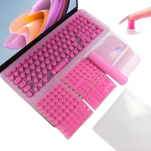 Long Nail Keyboard Stickers & Cover for Long Nails - 119 Keys Set, Fits 15-17 Inch Laptops, Portable Plastic Storage Case, Ideal Gift (Pink) in Kuwait