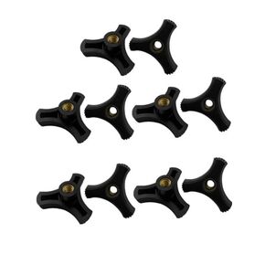 3/8 "-16 صامولة ذات جناح ثلاثي الشق 2 بوصة قطر مقبض بلاستيكي أسود مع مدخل نحاسي (الكمية من 10) in Kuwait