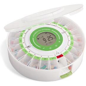 LiveFine Automatic Pill Dispenser with Removable Cups, 21 Compartments, 9 Dosage Rings, Alarm Reminder, LCD Display, Sound & Light Alerts, Locking Key for Vitamins, Supplements, Medications & Seniors in Kuwait