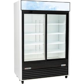 Frigos Premium FGP-RFMS-49 54.4" Two Sliding Glass Door Merchandiser Refrigerator 49 Cu Ft White - Beverage Display Cooler Ideal for Commercial Kitchen - Included Liftgate in Kuwait