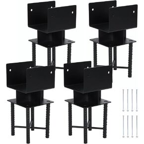 Generic 4pcs Powder-Coated Steel Post Bracket U-Shaped 6x6 Metal Post Base Holder Inner Size 5.5inx5.5in for Wood Pergola Porch Railing Mailbox Support in Kuwait