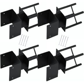 Generic 4pcs Wet Concrete Post U-Shaped 6x6 Powder-Coated Steel Post Bracket Inner Size 5.5inx5.5in for Wood Pergola Porch Railing Mailbox Support in Kuwait