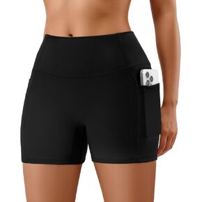FireSwan Women's No Front Seam Biker Shorts High Waist Spandex Yoga Workout Gym Running Shorts Pockets in Kuwait