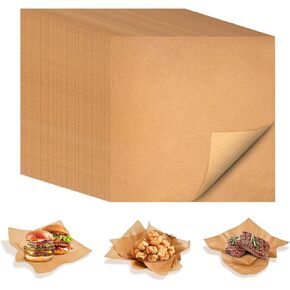 100pcs Deli Paper Sheets 12x12" Grease Resistant Wax Sheets, Food Basket Liners for Sandwich Hamburger Chips Wrapping Paper, Kraft Disposable Food Tray for Party, Wedding, Valentine, BBQ in Saudi Arabia