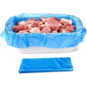60 عبوة من بطانات اللحوم للاستعمال مرة واحدة، بطانات بلاستيكية من البولي إيثيلين بسمك 2.5 مل لمعالجة اللحوم وخلطها ونقلها، أكياس مسطحة مفتوحة مقاس 21 بوصة × 22 بوصة لسهولة التنظيف (أزرق) in Kuwait