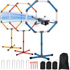 Drone Obstacle Course Kit with Drone Landing Pad, 3 Different Hoop Sizes for FPV RC Racing Game Loop Gates, Easy to Build & Carry Competition Set with Separate Storage Bag,for Kids & Adults in Saudi Arabia