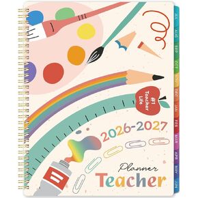 Teacher Planner 2025-2026 - Teacher Lesson Planners 2025-2026 from July 2025- June 2026, Academic Planner for School Year with Colorful Tabs and Inner Pocket, 8.5" x 11" in Kuwait