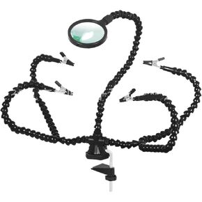 The third hand Auxiliary hand welding third hand tool flexible arm strap adjustable table clip 3XLED magnifying glass PCB bracket tool(Sn5sb-fdj-bluewithoutlight) in Kuwait