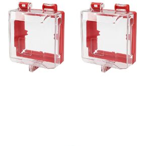 Emergency Stop Push Button Cover Lockout, Switch Cover Box Lock Out Transparent High-Strength Resin, Red Impact-Resistant with Removable Base & 2 Lock Holes in Kuwait