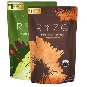 مجموعة RYZE SUPERFOODS للطاقة طوال اليوم مع فطر قهوة مشوية متوسطة الحجم + فطر ماتشا، عضوي من وزارة الزراعة الأمريكية مع 6 فطر متكيف + ماتشا للحصول على طاقة أفضل وتركيز وهضم 30+30 حصة in Kuwait