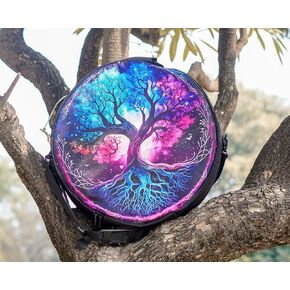 ARAW Shamanic Drum Bag, Tree of Life Design, Round Frame Drum Case, Hand Drum Protection, Bodhran Frame Drum Case with Shoulder Strap (18 Inches X 3 Inches) in Kuwait