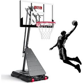 IGL Portable Basketball Hoop Outdoor, 40/44/48 Inch PC Backboard, 5.5–10 FT Height Adjustable Basketball Goal System, Stable Angled Pole, Fillable Base with Wheels for Kids, Youth & Family in Kuwait