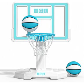 IGL Pool Basketball Hoop - Portable Swimming Pool Goal with 28/32/36/44 Inch PC Backboard, Water-Filled Base for Stability, Includes 2 Balls & Pump - Outdoor Summer Fun Game for Kids & Adults in Kuwait