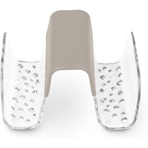 Spectrum Sink Saddle for Kitchen Sink Warm Gray Clear Sponge and Brush Holder Organizer, Dish Brush and Sponges Plastic Saddle Caddy for Double Sink Storage with Drain Holes for Quick Drying in Kuwait