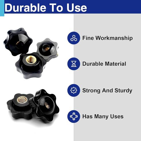 1/4"-20 Star Knobs Female Thread, Black Nylon Clamping Knobs with Metal Insert for Light Duty Machinery, Jigs & Fixtures, 12 Pack in Saudi Arabia