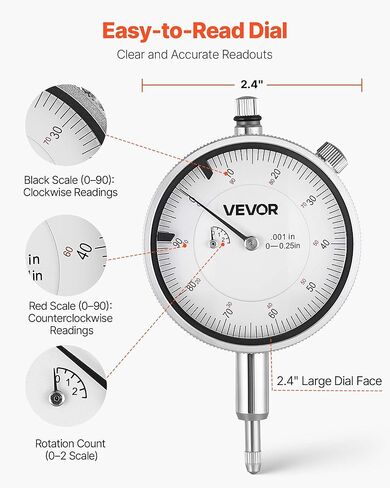 مؤشر اختبار الاتصال الهاتفي VEVOR ومجموعة أدوات قياس قياس التجويف، مؤشر الاتصال بدقة 0.001 بوصة، نطاق التجويف 2-6 بوصة مع قضيب، حقيبة تخزين، سندان لقياسات الآلات الصناعية in Saudi Arabia