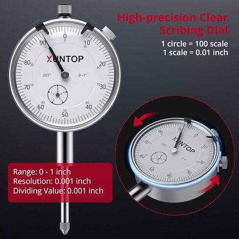 0-1/0.001 بوصة مجموعة قياس الجريان القرصي ومؤشر قرص قياس الدوار/الكرة المشتركة مع ذراع مرن 13.77 بوصة ومجموعة قياس الدوار لفرامل القرص 7 بوصة للصناعة الميكانيكية للسيارات in Kuwait