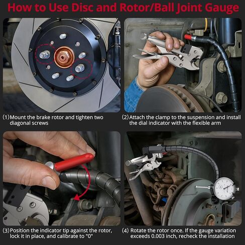 0-1/0.001 بوصة مجموعة قياس الجريان القرصي ومؤشر قرص قياس الدوار/الكرة المشتركة مع ذراع مرن 13.77 بوصة ومجموعة قياس الدوار لفرامل القرص 7 بوصة للصناعة الميكانيكية للسيارات in Kuwait