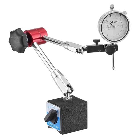 VEVOR Dial Test Indicator with Magnetic Flexible Base Stand, 0.001 inch Accuracy, 0-1 inch Range, Fine Adjustable Long Arm, Professional for Machine Set-Up, Narrow Area Measurement, Easy to Read in Saudi Arabia