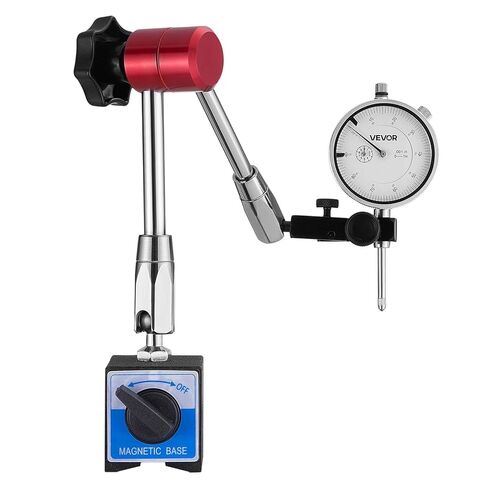 VEVOR Dial Test Indicator with Magnetic Flexible Base Stand, 0.001 inch Accuracy, 0-1 inch Range, Fine Adjustable Long Arm, Professional for Machine Set-Up, Narrow Area Measurement, Easy to Read in Saudi Arabia