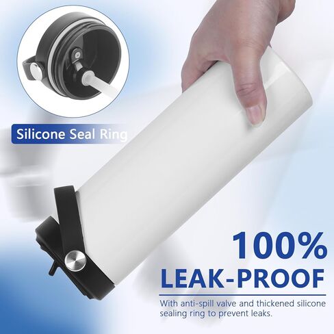 4 عبوات من الأغطية البديلة، مناسبة لكوب التسامي سعة 20 أونصة مع فم كوب ملولب (قطر الكوب الداخلي: 7 سم/2.75 بوصة)، غطاء بماصة مانع للتسرب مع مقبض محمول (أسود) in Kuwait