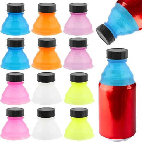 EMVANV 12 PCs Can Lids,Reusable Can Drink Lids Plastic Can Cap for Beer Juice Drinks and Other Canned Beverages(blue, yellow, pink, white, orange, purple) in Saudi Arabia