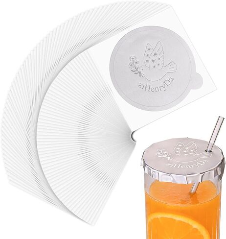 غطاء حماية للمشروبات 50 عبوة، أغطية للمشروبات لحماية الكحول، تمنع العناصر غير المرغوب فيها من الدخول إلى أكواب المشروبات، غطاء كوب عالمي يناسب معظم أحجام الأكواب (قطرات الماء، 50) in Kuwait