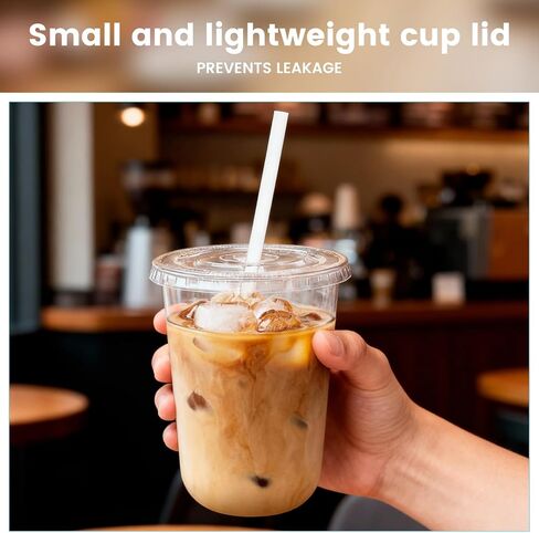 200 Pcs Clear Flat Lids Plastic Disposable PET Cup Lids with Straw Slot Fits for 12 oz, 16 oz, 20 oz and 24 oz Cups for Summer Iced Coffee, Ice Cream, Slush, Milkshake, Party Supplies in Kuwait