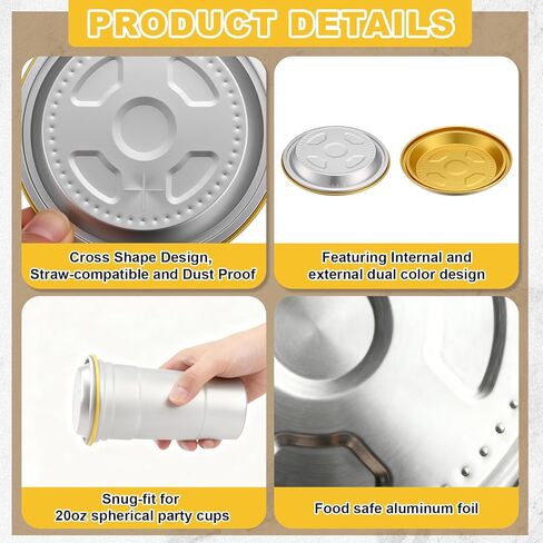 60 عبوة من أغطية الألومنيوم مع فتحة للمصاصة، متوافقة مع الكوب العلوي للكرة (حجم 20 أونصة فقط)، تتميز بتصميم متقاطع ومقاوم للانسكاب والغبار، وتباع الأكواب بشكل منفصل in Kuwait