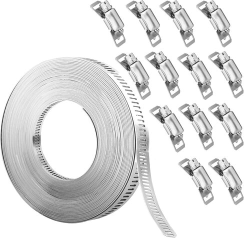 Hose Clamps 39 FT Adjustable Stainless Steel Large Hose Clamp with 13 Fasteners Duct Clamps for Automotive Pipes Cables Tubes Heating Cooling in Saudi Arabia