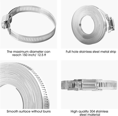 Hose Clamps 39 FT Adjustable Stainless Steel Large Hose Clamp with 13 Fasteners Duct Clamps for Automotive Pipes Cables Tubes Heating Cooling in Saudi Arabia