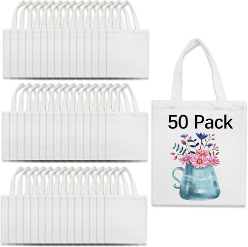 ORJ 12PCS Sublimation Tote Bags, blank canvas tote bags for sublimation,polyester tote bags for DIY Crafting and Decorating 12.2 * 14.2 in in Kuwait