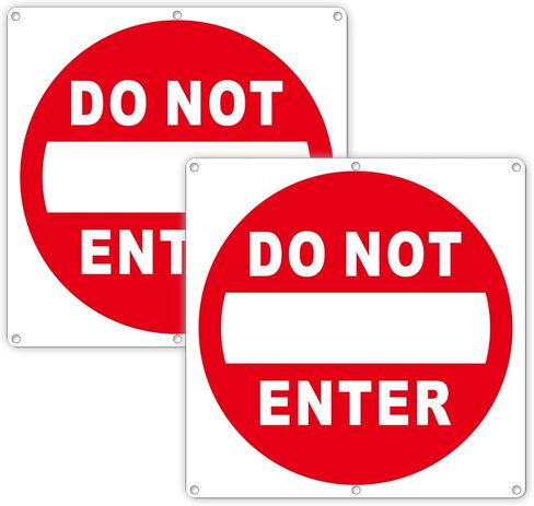 (2 Pack) Do Not Enter Sign, 12x12 Inches Keep Out No Entry Signs, Aluminum Reflective Do Not Enter Metal Signage, Weather Resistant and Easy to Install (White and Red) in Saudi Arabia