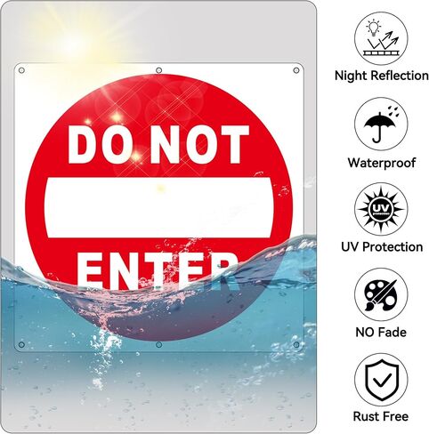 (2 Pack) Do Not Enter Sign, 12x12 Inches Keep Out No Entry Signs, Aluminum Reflective Do Not Enter Metal Signage, Weather Resistant and Easy to Install (White and Red) in Saudi Arabia