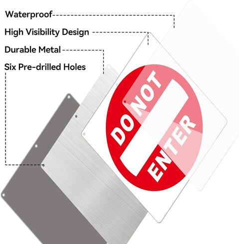 (2 Pack) Do Not Enter Sign, 12x12 Inches Keep Out No Entry Signs, Aluminum Reflective Do Not Enter Metal Signage, Weather Resistant and Easy to Install (White and Red) in Saudi Arabia