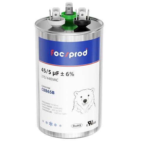 [معترف به من قبل UL] FOCSPROD CBB65 40+5 فائق التوهج مكثف تيار متردد مزدوج التشغيل، 40/5 MFD ±6% 370 فولت/440 فولت 440 فولت استبدال مكثف مستدير، HVAC لبدء محرك مروحة وحدة التيار المتردد، مضخة حرارية أو مكثف مستقيم in Kuwait