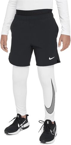 بنطال ضيق للتدريب Dri-FIT من Nike Pro Warm Big Kids (للأولاد) (HF4364-100، أبيض/أسود) مقاس كبير in Saudi Arabia