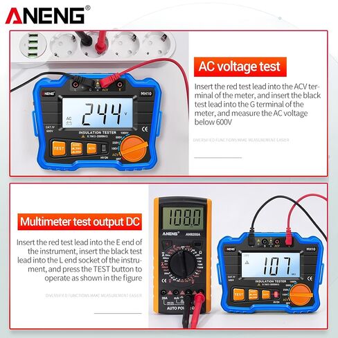 MH10 HD الرقمية مقياس مقاومة العزل أومر اختبار 1000 فولت مقياس الضغط Megohmmeter أوم اختبار السيارات المدى الخلفية متر in Kuwait