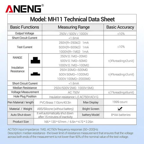 MH11 أوم اختبار رقمي متعدد Megometro العزل الأرض الجهد العالي المقاومة مكثف متر Teste Megohmmeter أداة in Kuwait