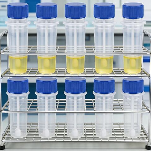 10 قطعة حاوية عينة البراز ، 25-30 مللي كوب عينات من البلاستيك مع أغطية وملعقة أكواب البول السائل الشفاف للاستخدام الطبي المختبري in Kuwait