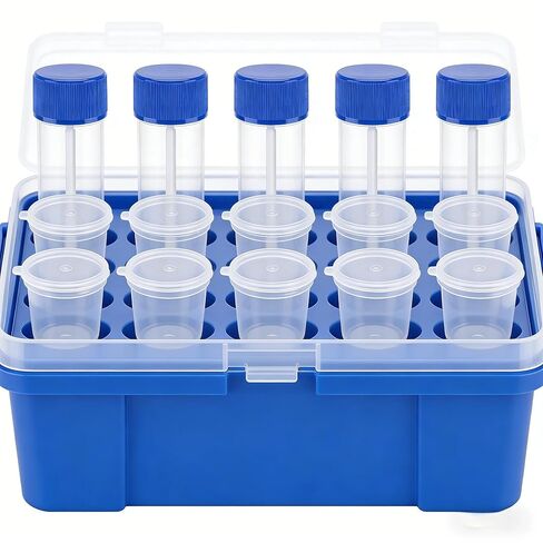 10 قطعة حاوية عينة البراز ، 25-30 مللي كوب عينات من البلاستيك مع أغطية وملعقة أكواب البول السائل الشفاف للاستخدام الطبي المختبري in Kuwait