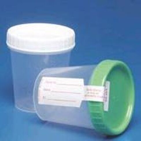 Kendall 8889207026 Polypropylene General Purpose Specimen Container with Seal and Green Cap, Sterile, 4 oz Capacity, Individually Wrapped, Translucent (Case of 100) in Saudi Arabia