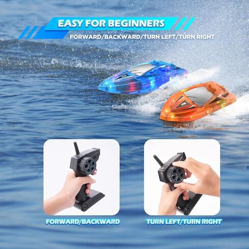 2Pack LED LED RC RC BOAT REMOTE POOL TOYS WATER للأطفال الذين تتراوح أعمارهم بين 8-12 لعبة البالغين من لعبة حوض الاستحمام مع كامل الجسم مقاوم للماء ، إنذار بطارية منخفضة ، 2.4 جيجا هرتز ، نطاق التحكم 50 مترًا ، بطارية قابلة لإعادة الشحن in Kuwait