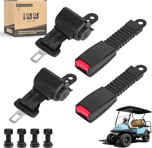 10L0L Retractable Golf Cart Seat Belts(47.64"), Universal Seat Belts for Yamaha EZGO, Club Car, Go Kart, UTV, 2 pcs Retractable Seat Belts for Golf Cart Frond and Rear Seat in Kuwait