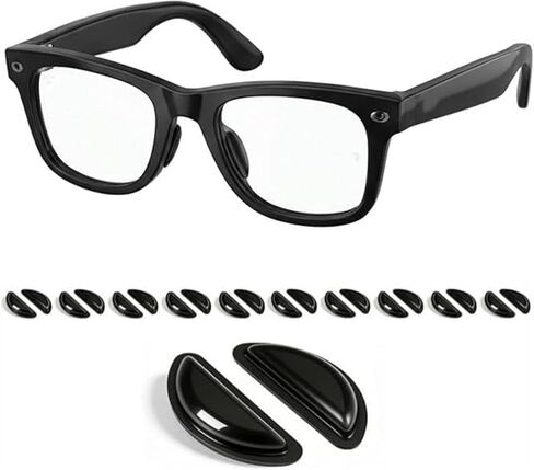 10Pairs Eyeglass Nose Pads Replacement Compatible with Ray-Ban Meta Wayfarer RW4006/4008 & Gen 2 RW4012(53mm & 50mm) Glasses,Oval Soft Silicone Glasses Nose Grips Suitable for Rayban (Black) in Saudi Arabia