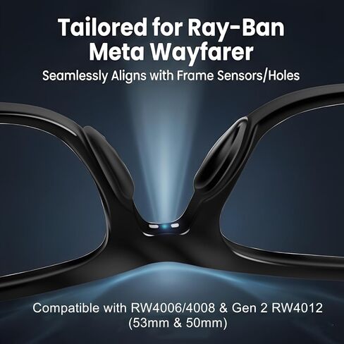 10 أزواج من وسادات أنف النظارات البديلة المتوافقة مع نظارات Ray-Ban Meta Wayfarer RW4006/4008 & Gen 2 RW4012 (53 مم و50 مم)، مقابض أنف من السيليكون الناعمة البيضاوية مناسبة لرايبان (أسود) in Kuwait