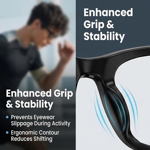 10Pairs Eyeglass Nose Pads Replacement Compatible with Ray-Ban Meta Wayfarer RW4006/4008 & Gen 2 RW4012(53mm & 50mm) Glasses,Oval Soft Silicone Glasses Nose Grips Suitable for Rayban (Black) in Saudi Arabia