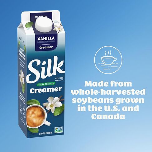 Silk Soy Creamer, Vanilla, Smooth, Lusciously Creamy Dairy Free and Gluten Free Creamer From the No. 1 Brand of Plant Based Creamers, 32 FL OZ Carton in Saudi Arabia