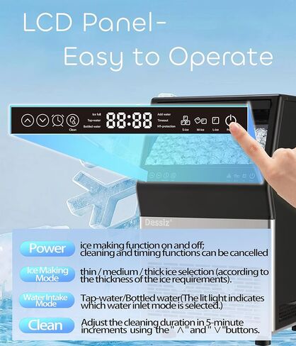 Commercial Ice Maker Machine, 100lbs/24H Stainless Steel 45pcs Under Counter ice Machine, Freestanding Ice Maker for Home Party Bar,Self-Cleaning. in Saudi Arabia