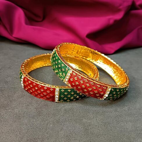 Efulgenz Gold Tone Bangle Indian Bangle مجموعة للنساء الأنيقة الإسورة مجموعة الأسوار الذهب الهندية المجوهرات الزفاف الهندية لحفل الزفاف بوليوود أزياء المجوهرات in Saudi Arabia